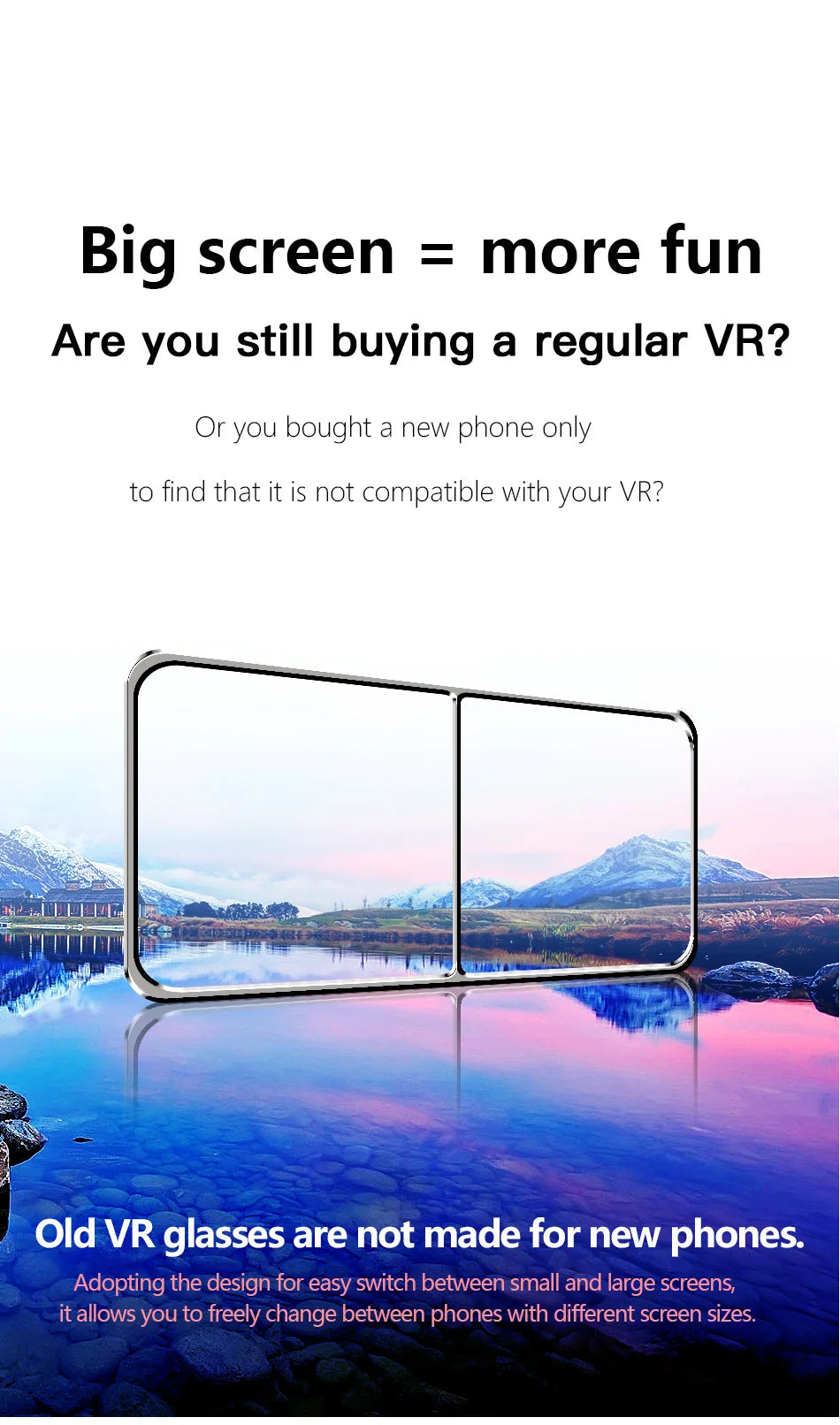 3D VR Headset Smart Virtual Reality Glasses 7 Inches Helmet