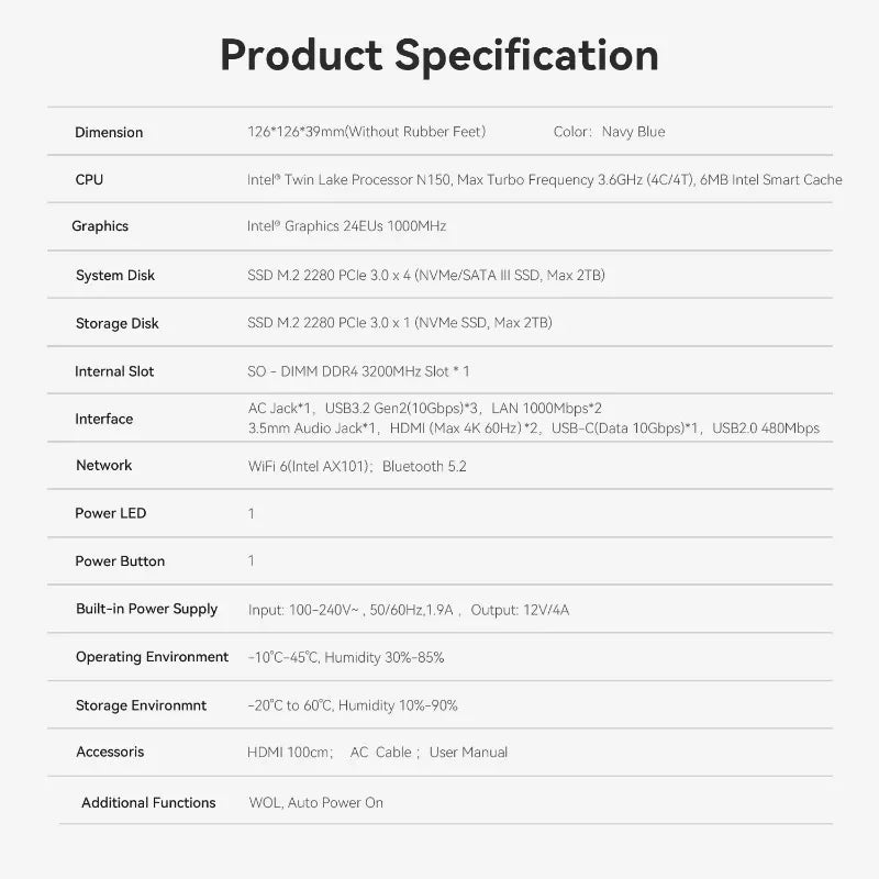 Beelink EQ14 Mini PC – Intel Twin Lake N150, 16GB DDR4, 500GB SSD, Dual LAN, WiFi 6, Windows 11 Pro