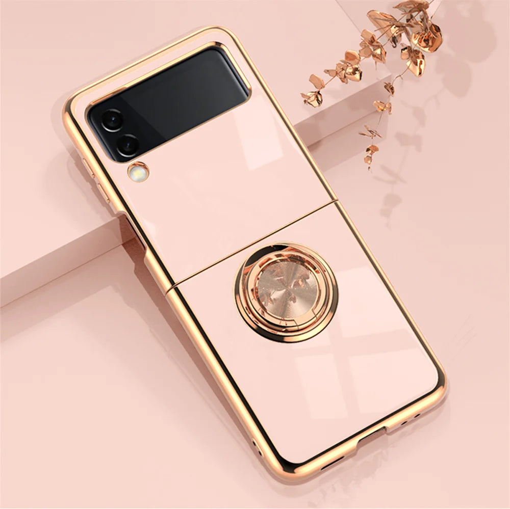 Luxury for Samsung Galaxy Z Flip 5 4 3 Flip4 Flip6 flip5 Hard Cover Rose Gold