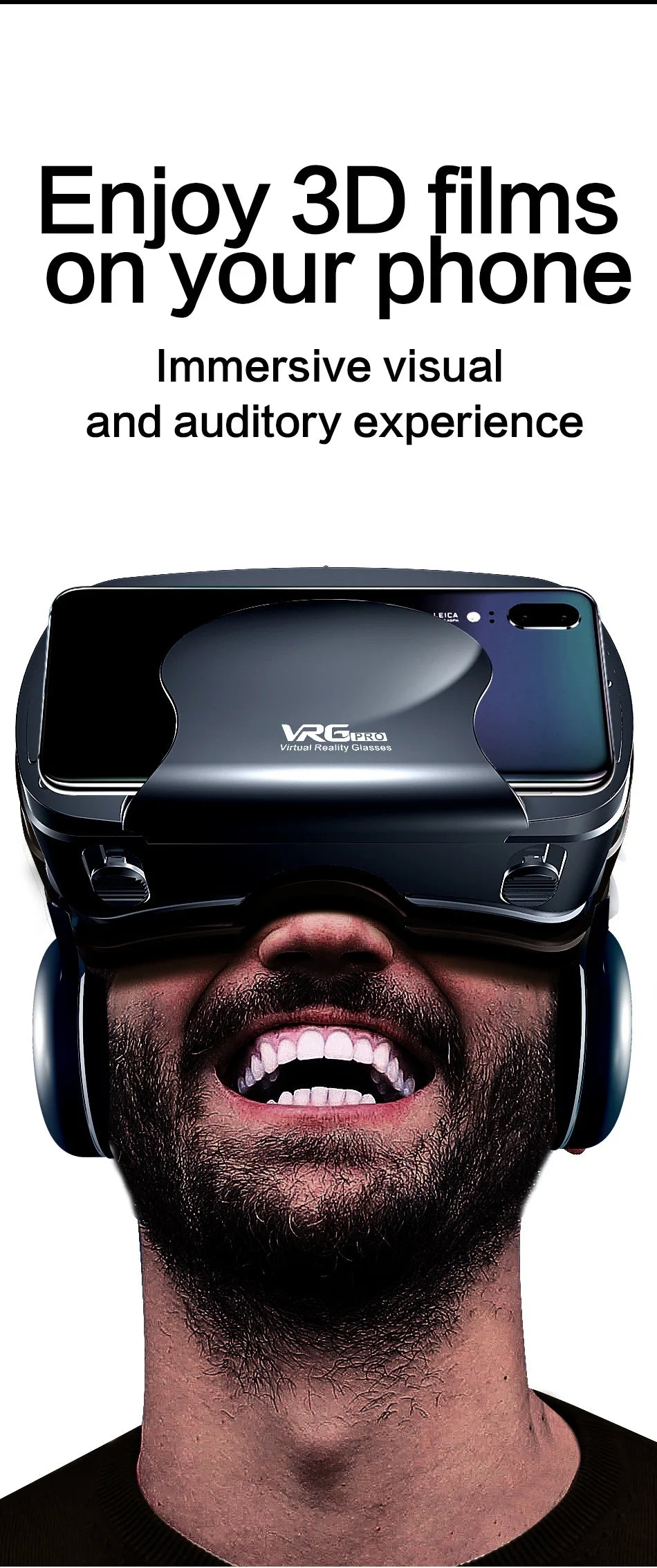 3D VR Headset Smart Virtual Reality Glasses 7 Inches Helmet