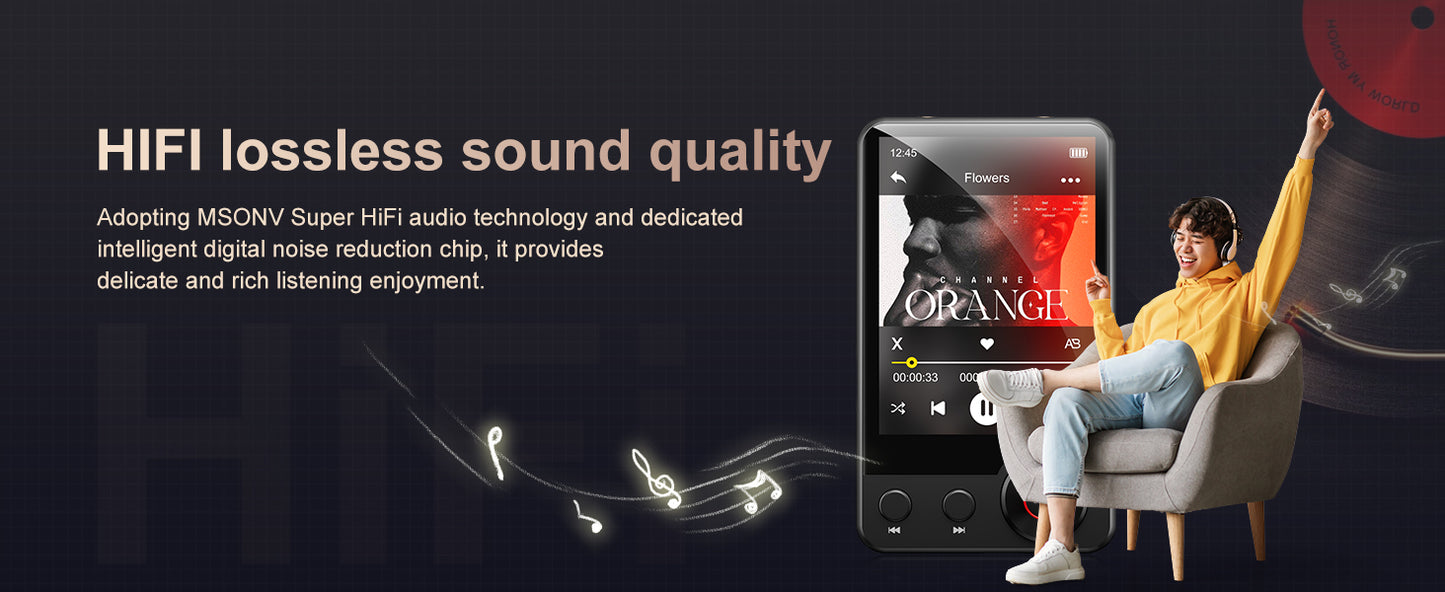 MECHEN D53 128 GB Bluetooth 5.3 MP3 Player – 2.4″ Full Touchscreen & HiFi Speaker