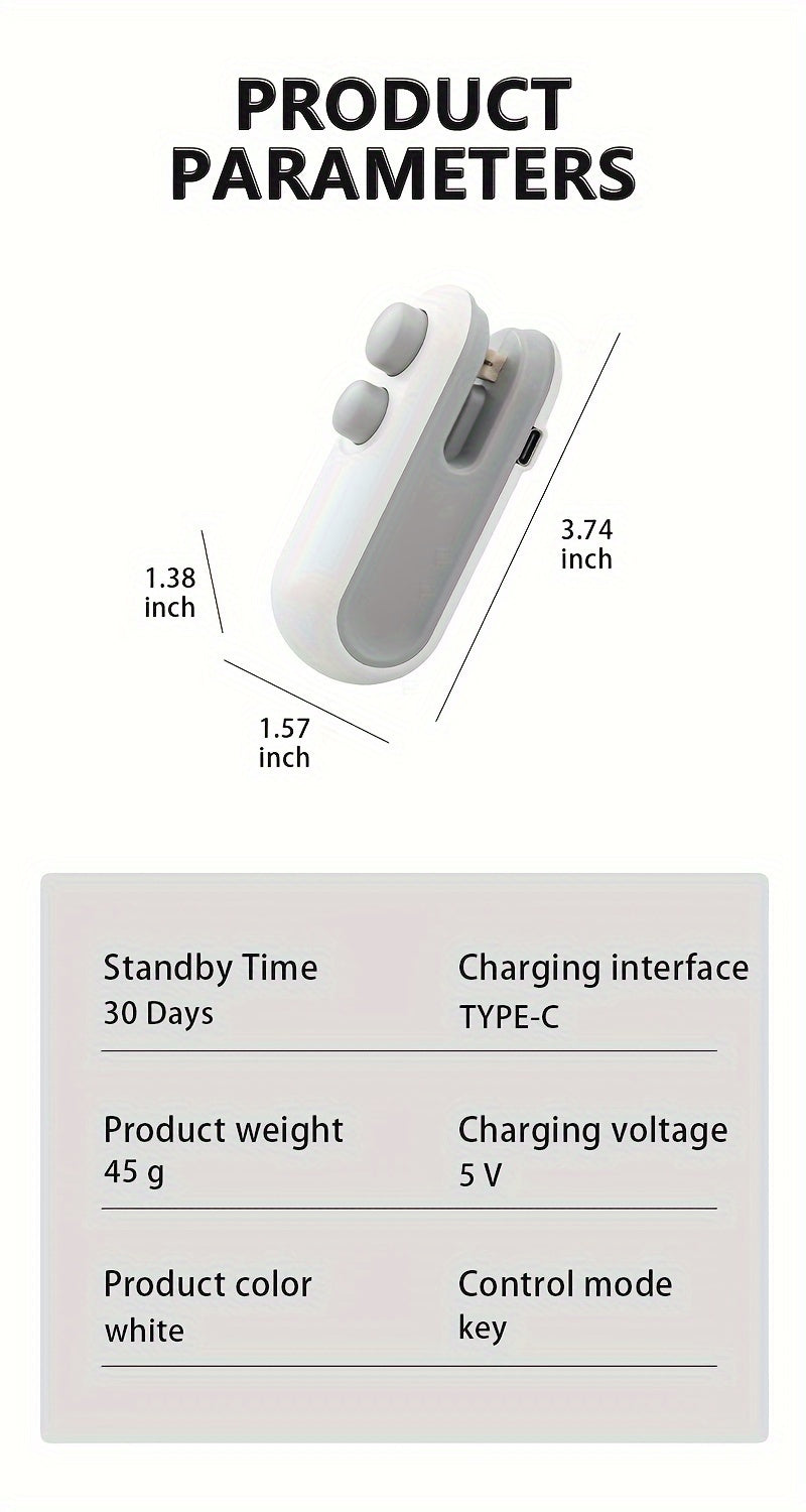 Mini Portable Plastic Bag Sealer Machine – USB Rechargeable Handheld Heat Sealing Device for Food Preservation, Compact Snack Bag Resealer with Built-in Lithium Battery