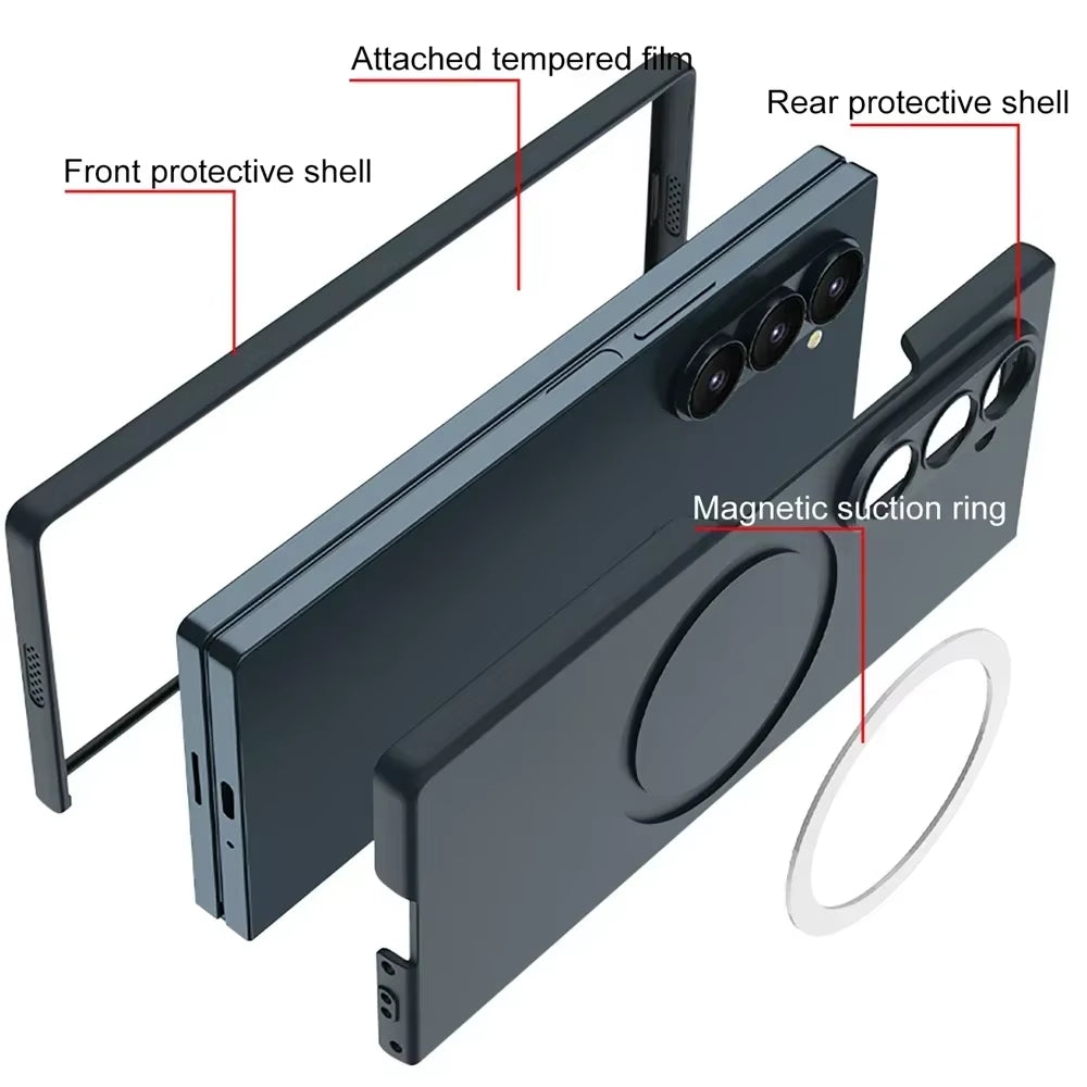 Matte Skin Feeling Metal Magnetic Case for  Galaxy Z Fold 6 Magsafe Wireless Charger Slim PC Cover for  Z Fold6