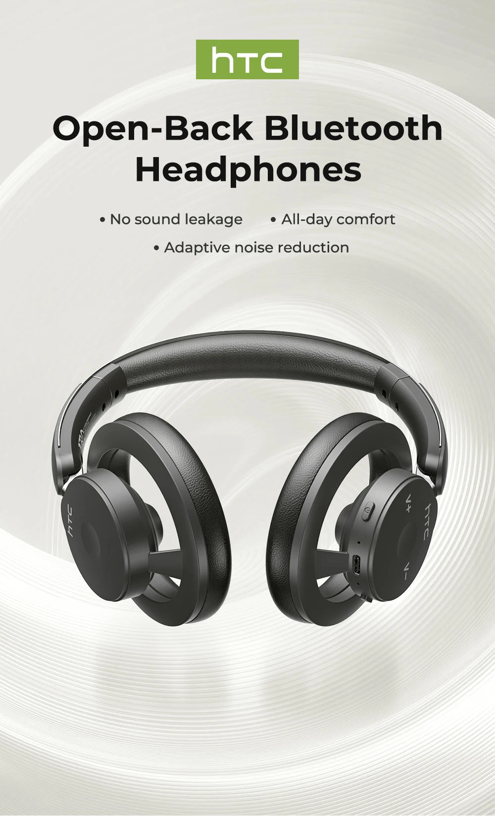 HTC HP06 Bluetooth V6.0 Foldable Wireless Headphones – Punchy Bass, Open Ear‑Airy Design