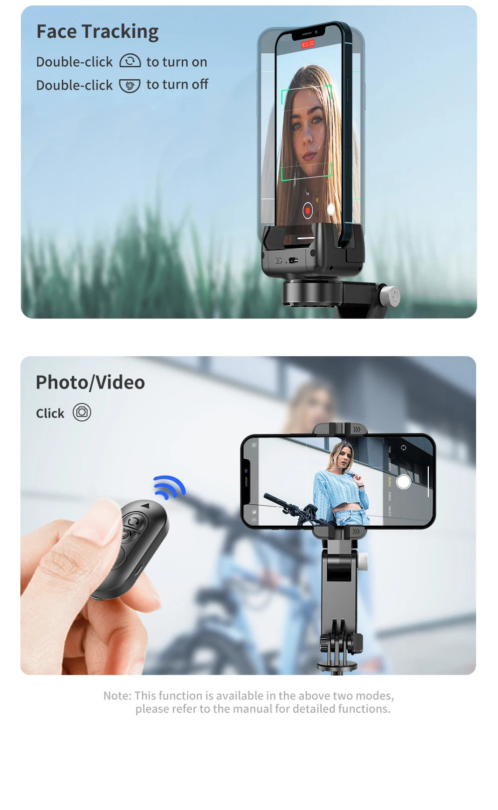 Gimbal Stabilizer Selfie Stick Tripod