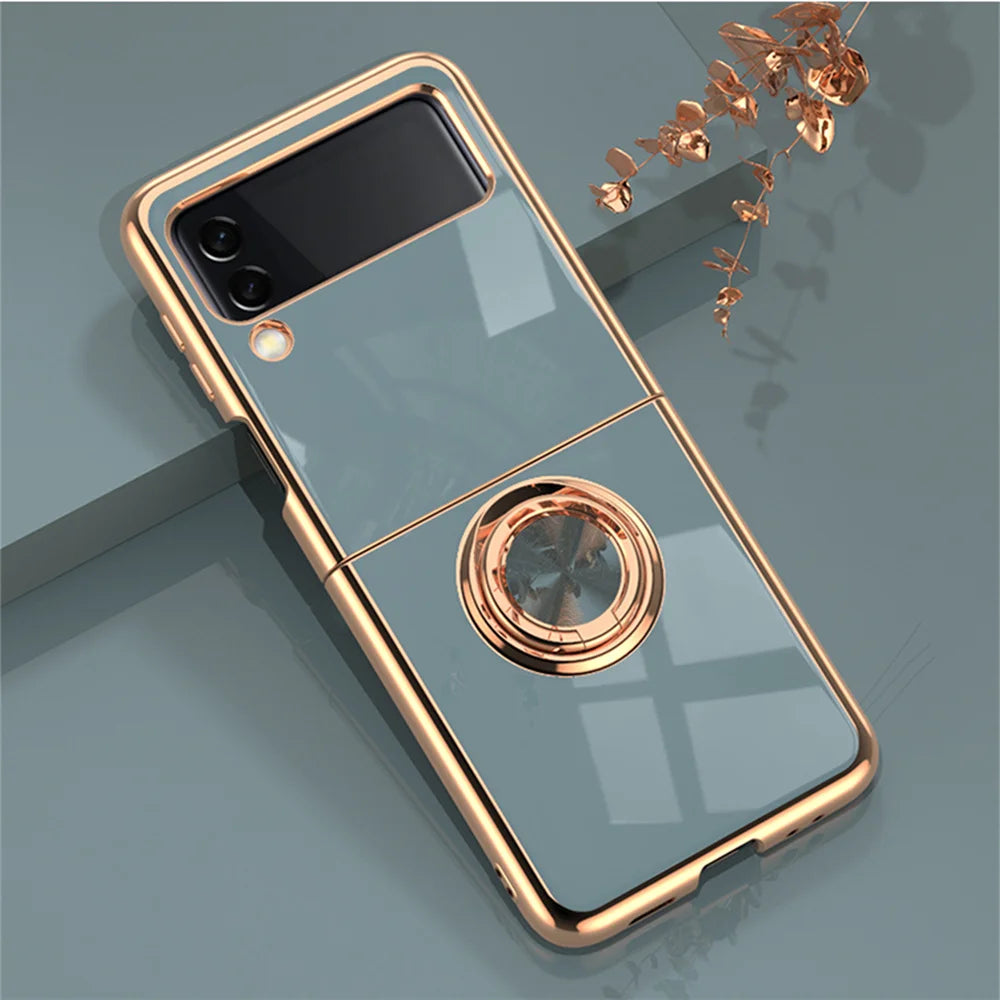 Luxury for Samsung Galaxy Z Flip 5 4 3 Flip4 Flip6 flip5 Hard Cover Rose Gold