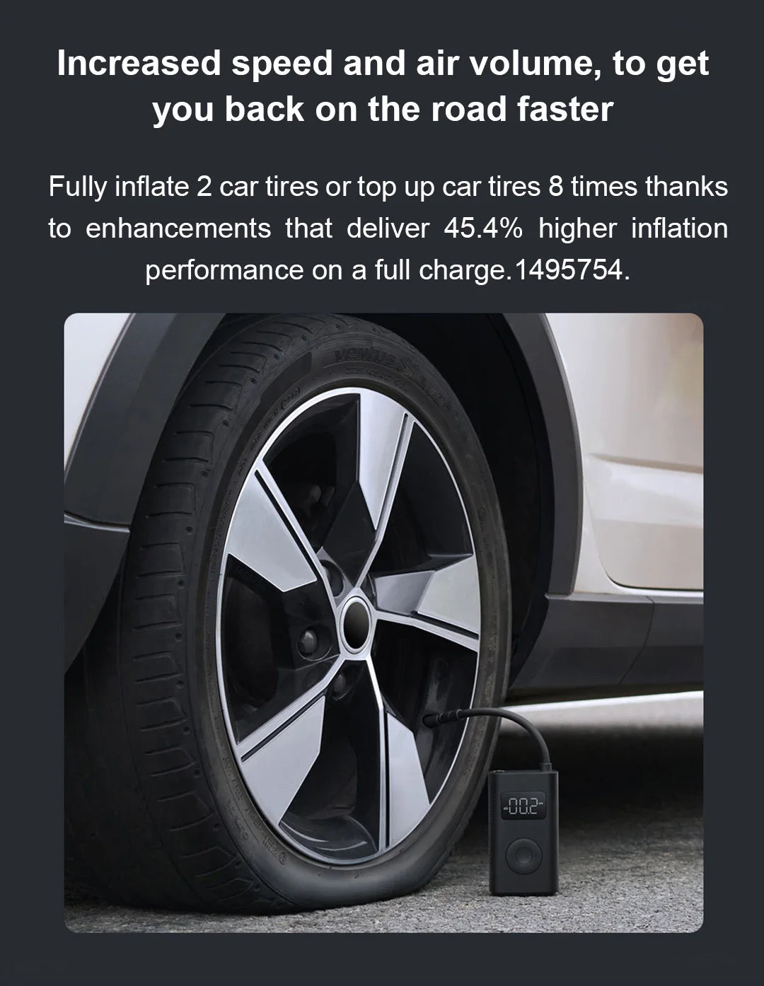 Xiaomi Mijia Portable Electric Air Pump 2 – Type-C Rechargeable Mini Tire Inflator (2000mAh, 5V)