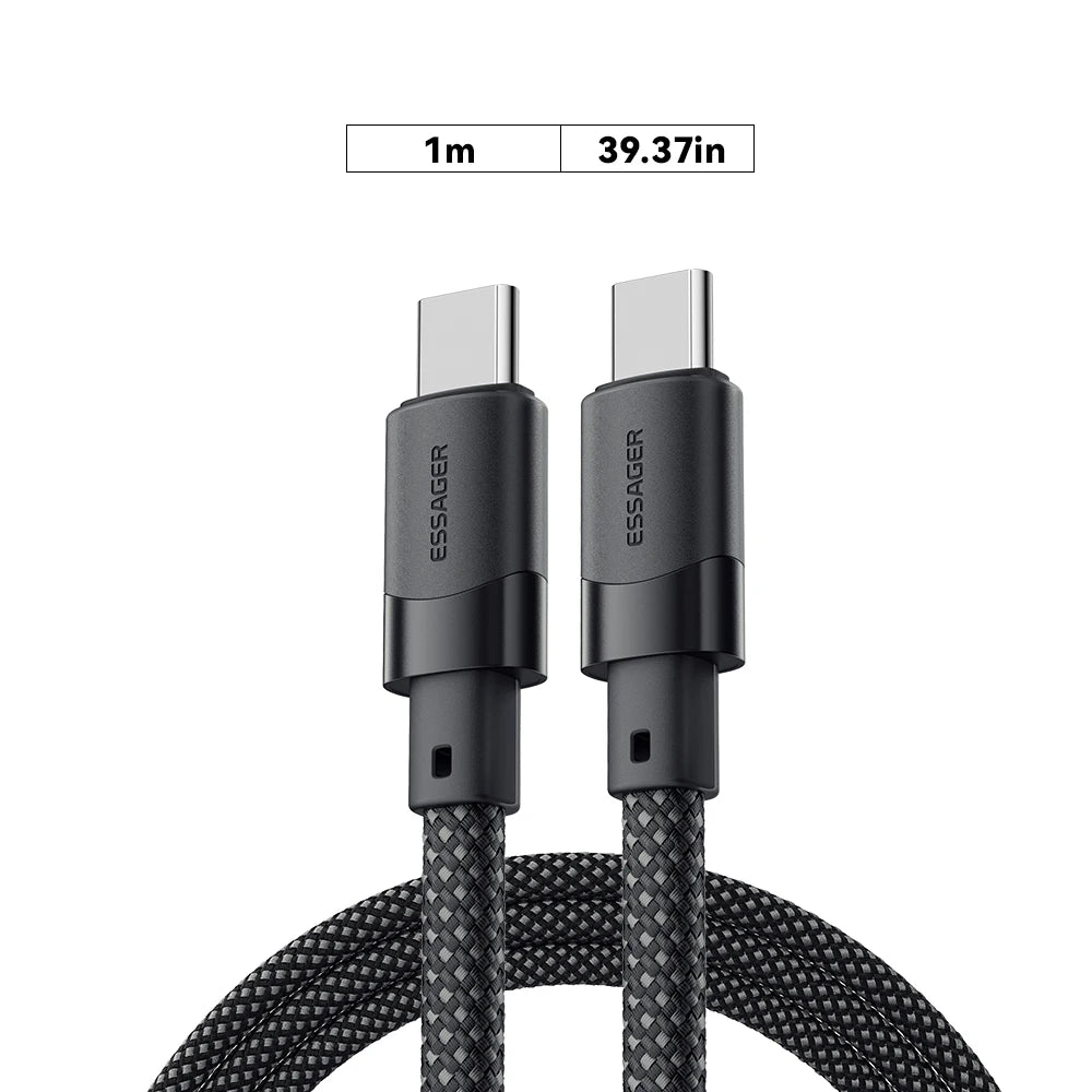 Essager 100W Magnetic USB-C Cable – PD 3.1, Detachable Connector, Braided Nylon for iPhone 15, MacBook, Samsung