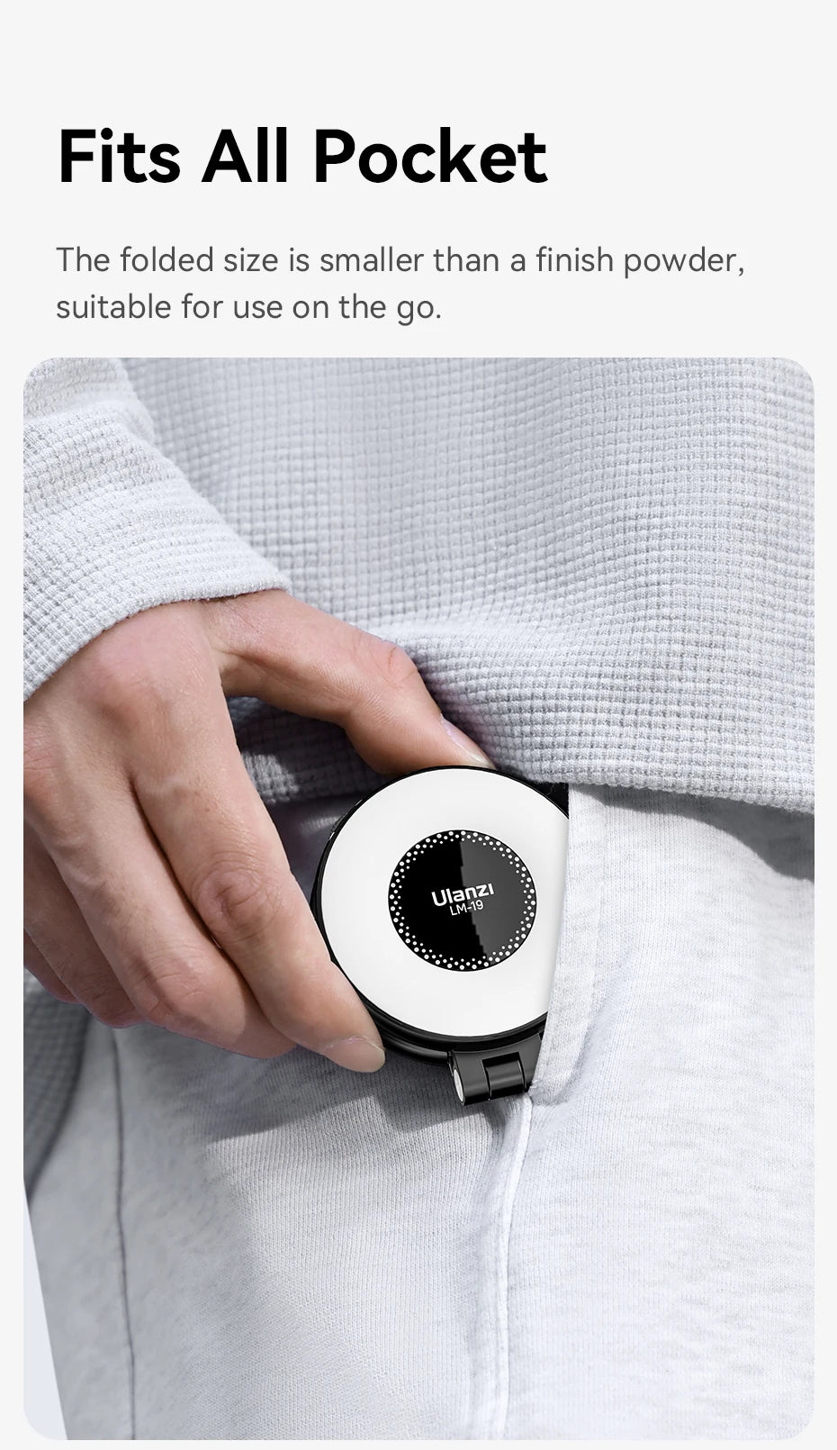 Ulanzi LM19 MagSafe Bi‑Color Flip Fill Light – CRI 95+, For Vlogs, Live Streaming & Mobile Photography