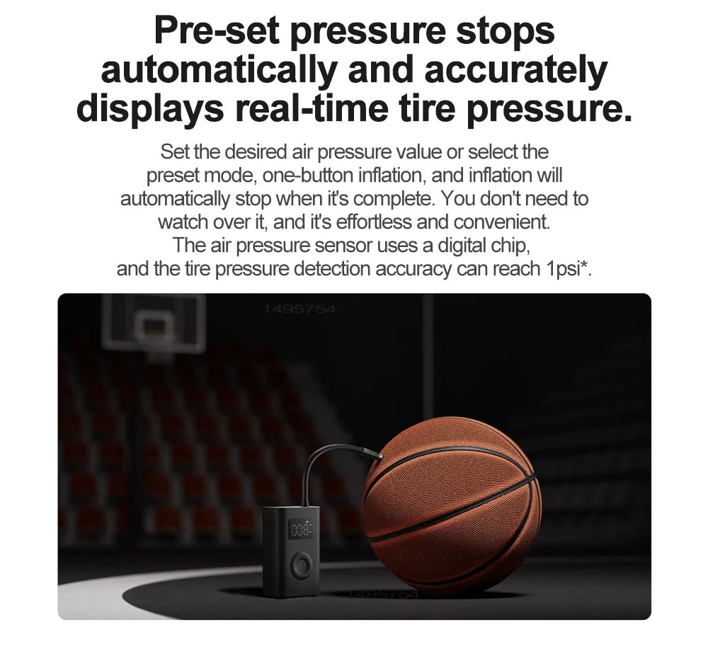 Xiaomi Mijia Portable Electric Air Pump 2 – Type-C Rechargeable Mini Tire Inflator (2000mAh, 5V)