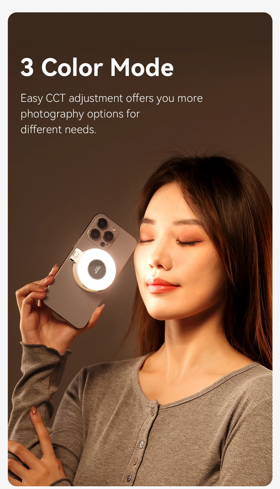 Ulanzi LM19 MagSafe Bi‑Color Flip Fill Light – CRI 95+, For Vlogs, Live Streaming & Mobile Photography