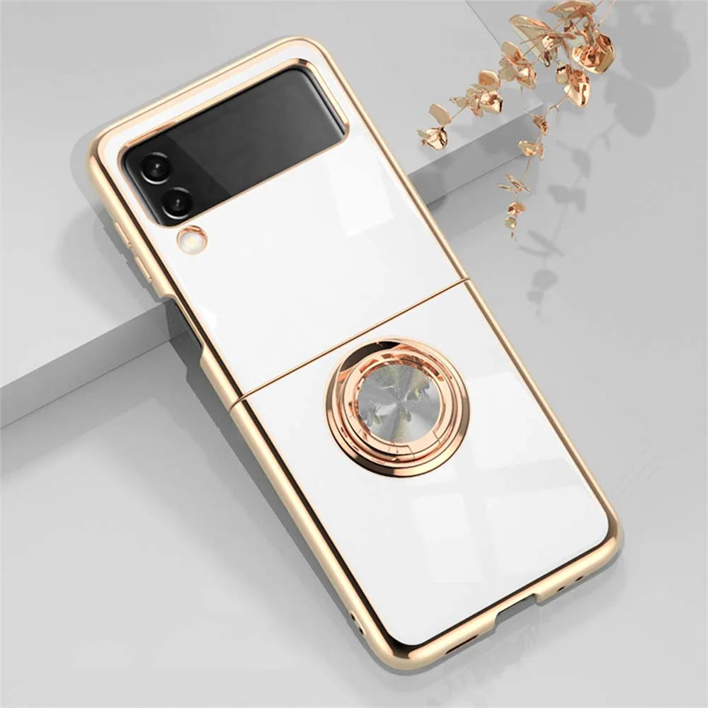 Luxury for Samsung Galaxy Z Flip 5 4 3 Flip4 Flip6 flip5 Hard Cover Rose Gold