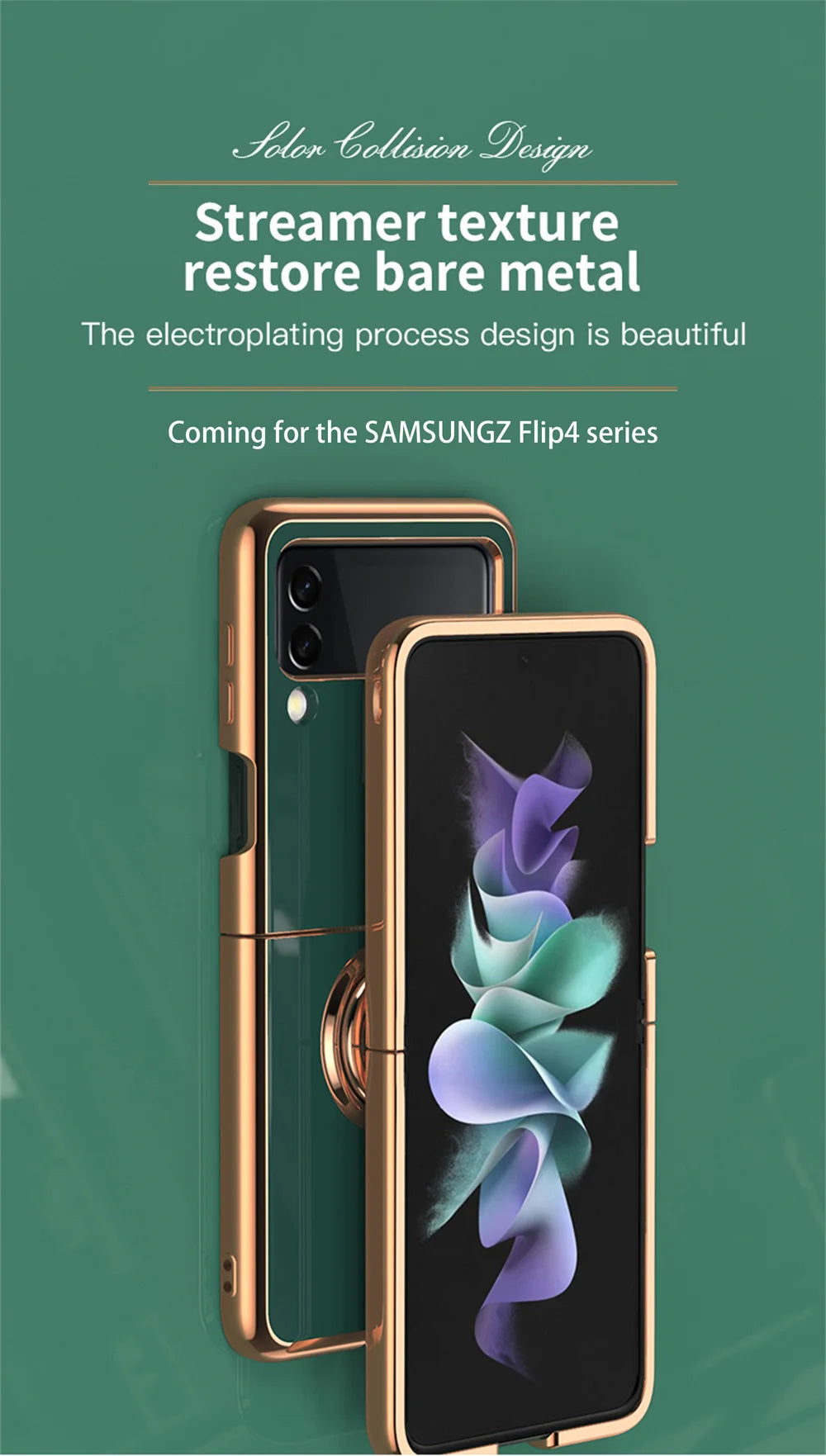 Luxury for Samsung Galaxy Z Flip 5 4 3 Flip4 Flip6 flip5 Hard Cover Rose Gold