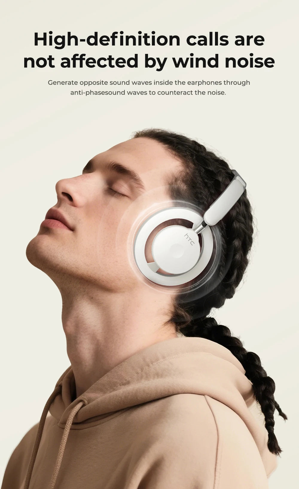 HTC HP06 Bluetooth V6.0 Foldable Wireless Headphones – Punchy Bass, Open Ear‑Airy Design