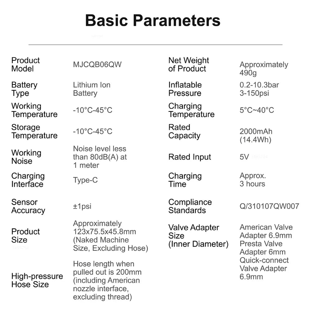 Xiaomi Mijia Portable Electric Air Pump 2 – Type-C Rechargeable Mini Tire Inflator (2000mAh, 5V)