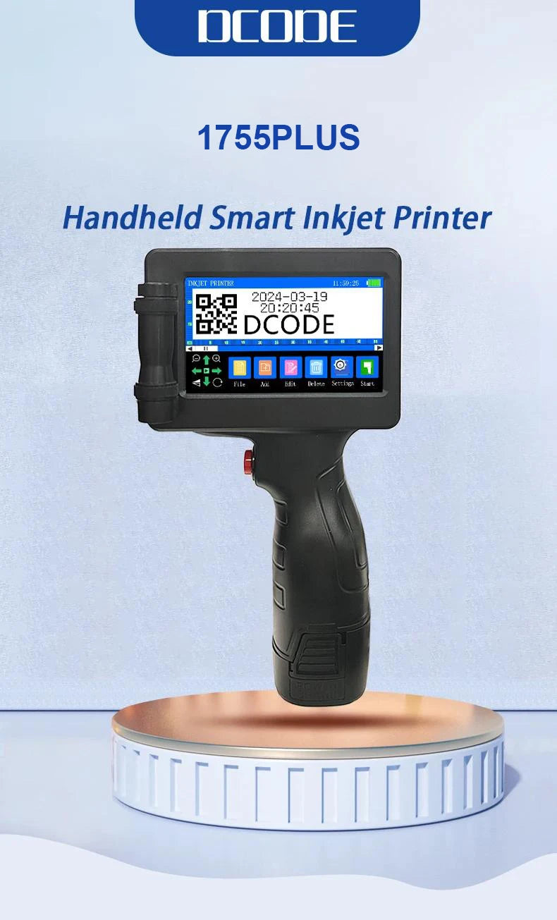 DCODE 1755PLUS 12.7 mm Portable Handheld Inkjet Printer – QR, Barcode, Logo & Batch Coding