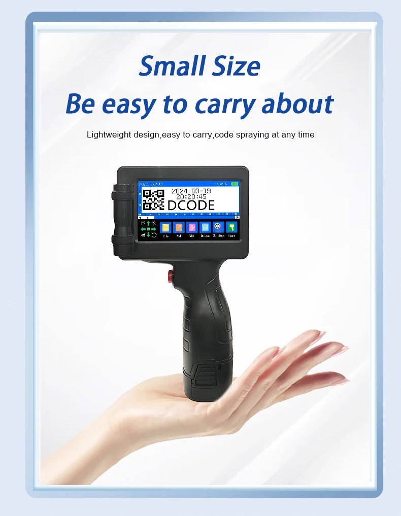 DCODE 1755PLUS 12.7 mm Portable Handheld Inkjet Printer – QR, Barcode, Logo & Batch Coding