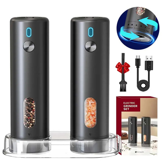 Rechargeable Electric Salt & Pepper Grinder – Adjustable Coarseness, Large Capacity Mill