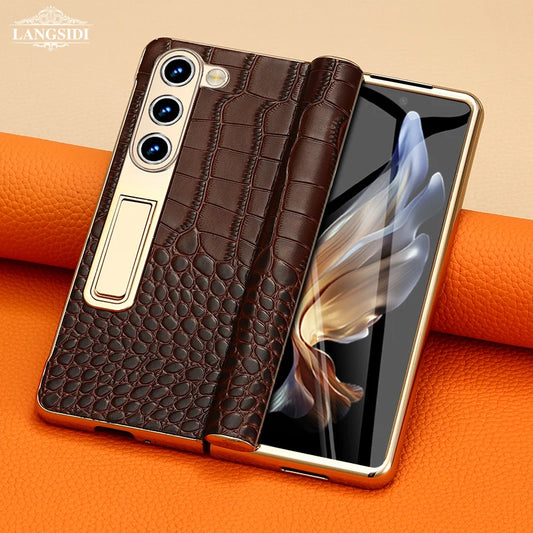 Premium Leather Magnetic Case for Samsung Galaxy Z Fold Series 6/5/4/3 with Mirror Film