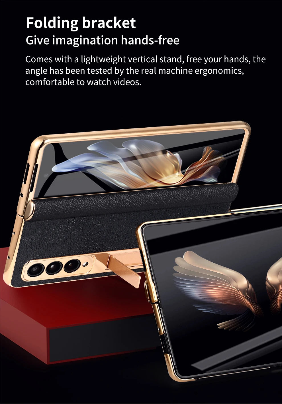 Premium Leather Magnetic Case for Samsung Galaxy Z Fold Series 6/5/4/3 with Mirror Film