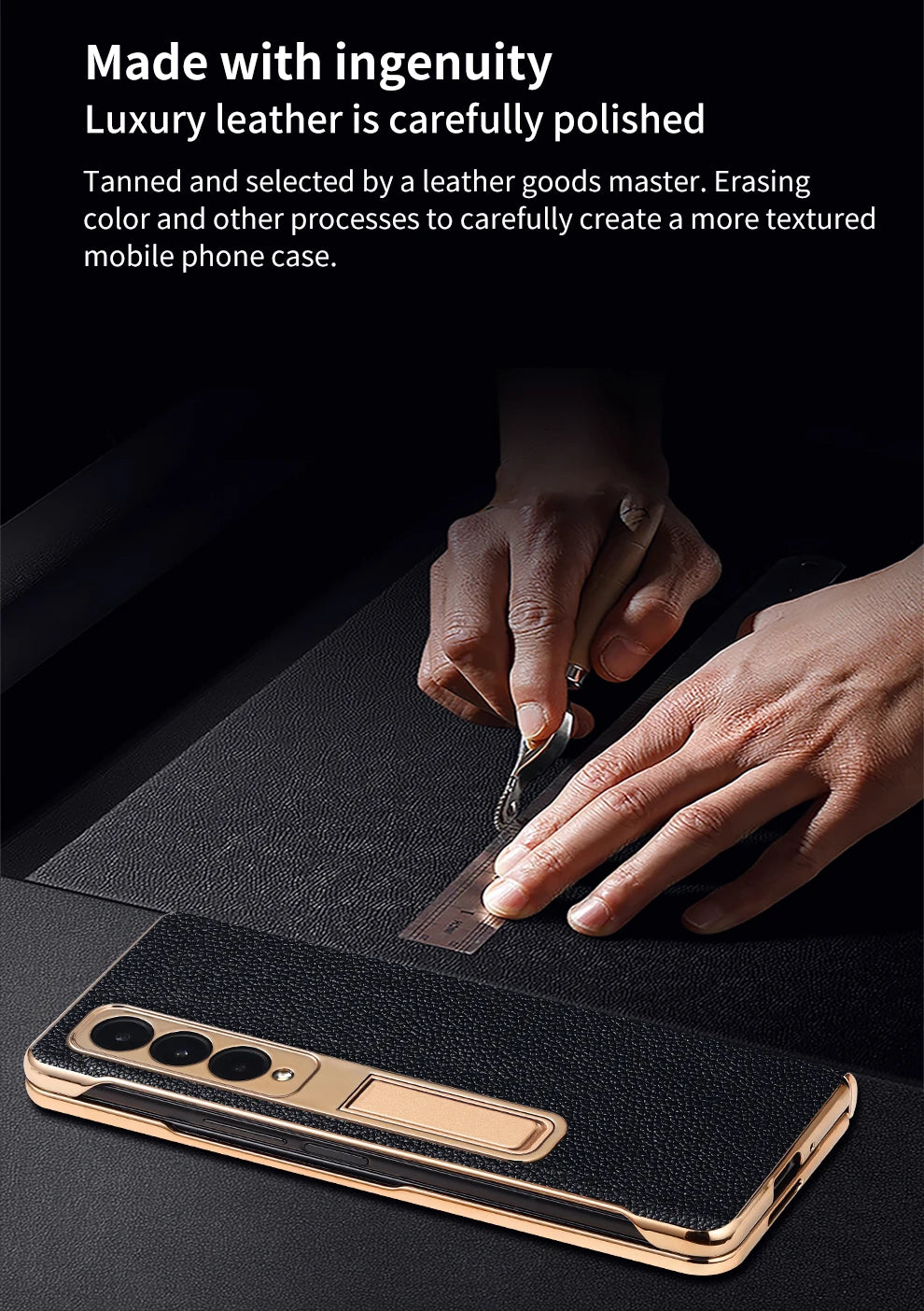 Premium Leather Magnetic Case for Samsung Galaxy Z Fold Series 6/5/4/3 with Mirror Film