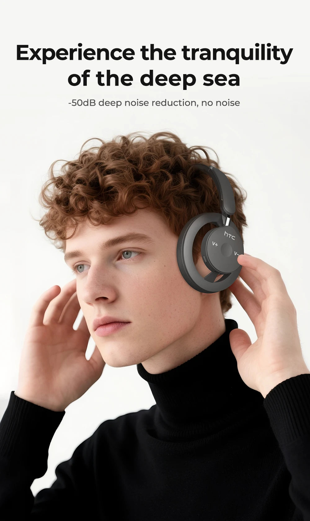 HTC HP06 Bluetooth V6.0 Foldable Wireless Headphones – Punchy Bass, Open Ear‑Airy Design