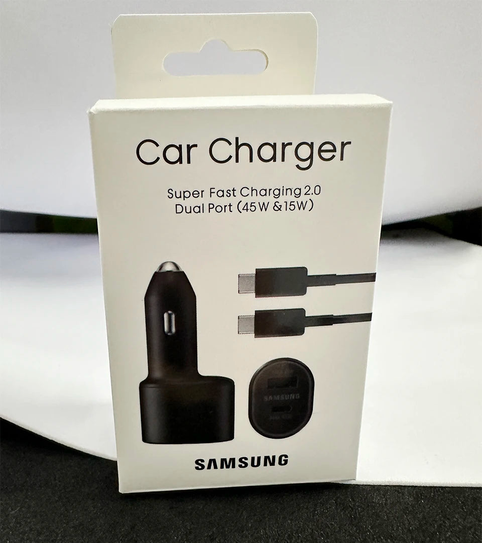 Samsung 45W USB-C Car Charger – Fast Charging for Galaxy M33, M53, Z Fold 7, iPhone 17