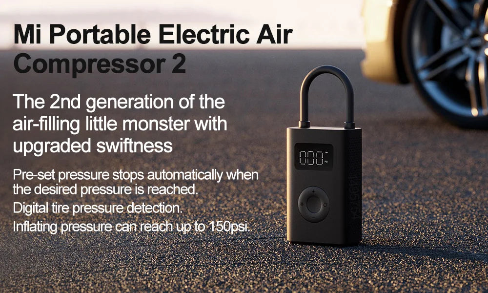 Xiaomi Mijia Portable Electric Air Pump 2 – Type-C Rechargeable Mini Tire Inflator (2000mAh, 5V)