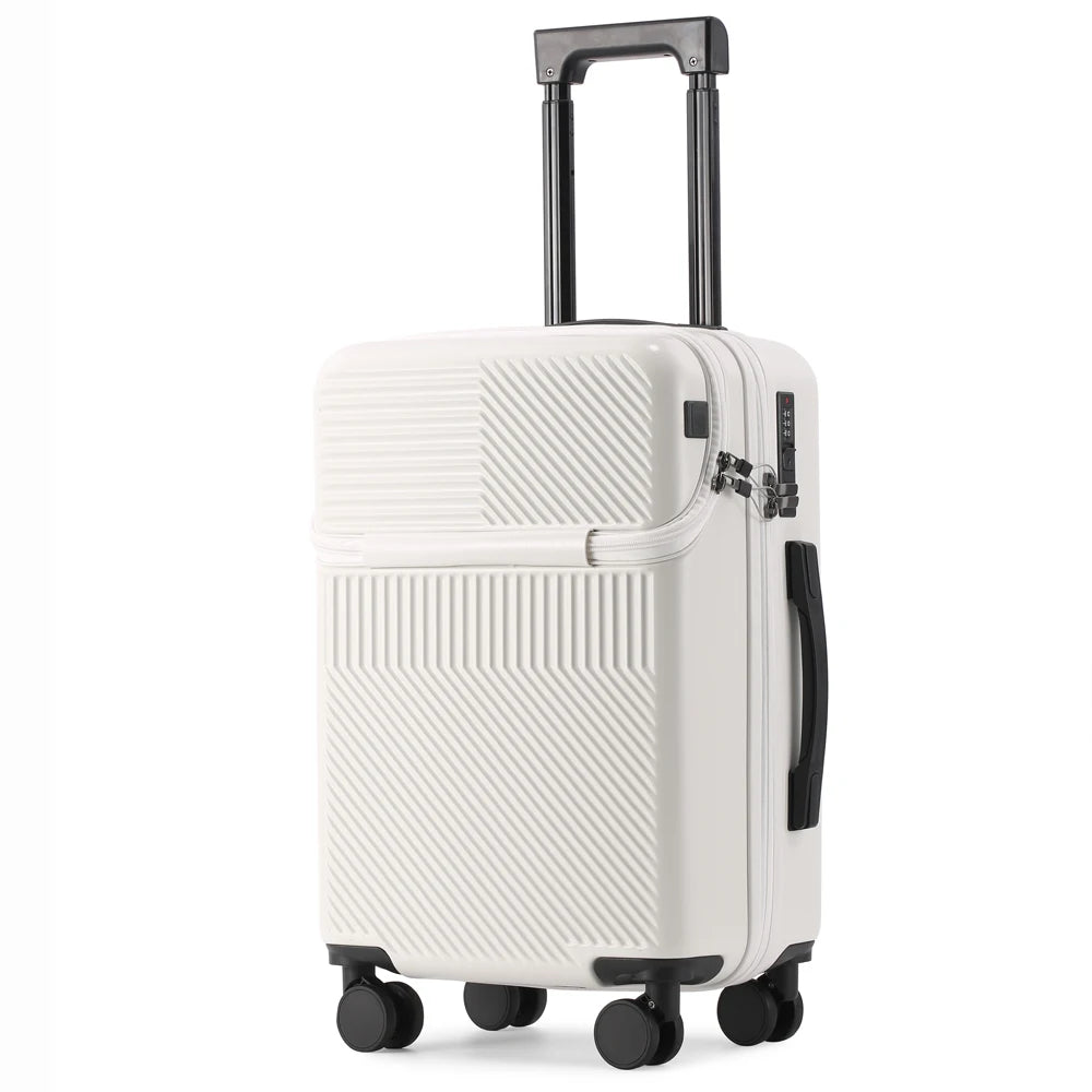 Business 20‑inch Carry‑On Suitcase with Built‑In Cup Holder & Lightweight Design