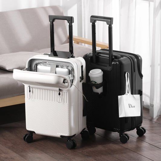 Business 20‑inch Carry‑On Suitcase with Built‑In Cup Holder & Lightweight Design