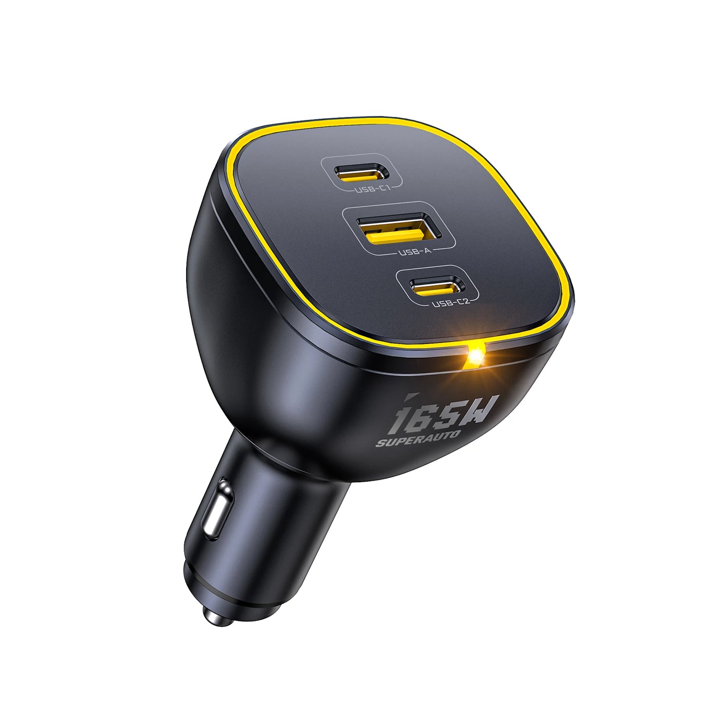 AOHI SUPERAUTO 165W PD Car Charger – Triple USB-C & USB-A Ports, Fast Charging for iPhone 16, Galaxy S23 Ultra, MacBook