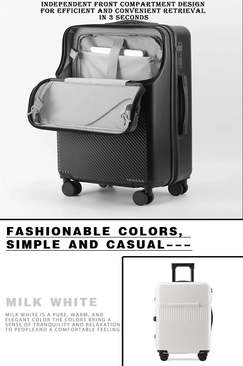 Business 20‑inch Carry‑On Suitcase with Built‑In Cup Holder & Lightweight Design