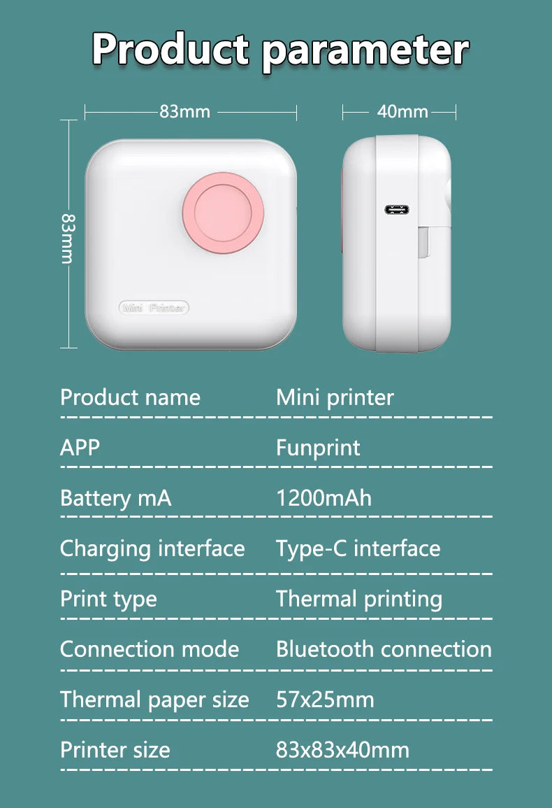 M2 Portable Mini Bluetooth WiFi Label Printer