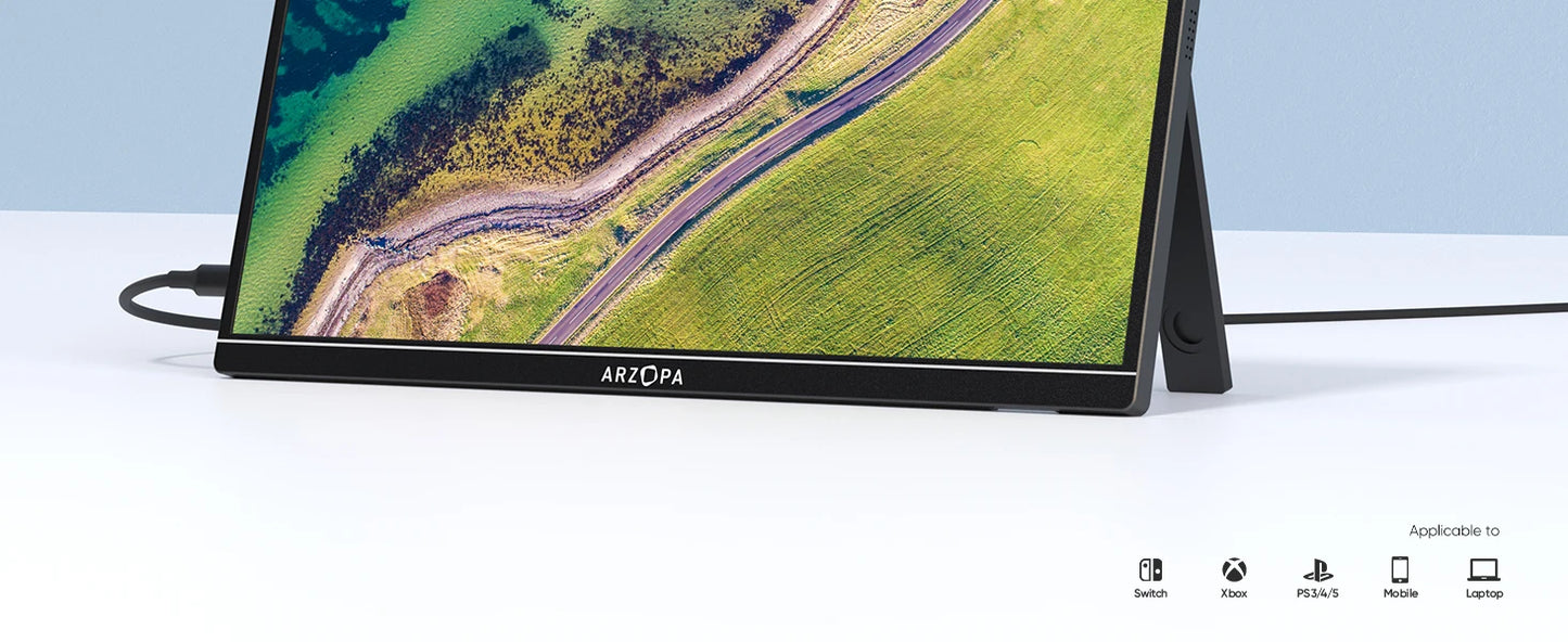 ARZOPA A1S 14″ FHD IPS Portable Monitor – USB‑C + HDMI, Ultra‑Slim, 60Hz, Built‑in Speakers