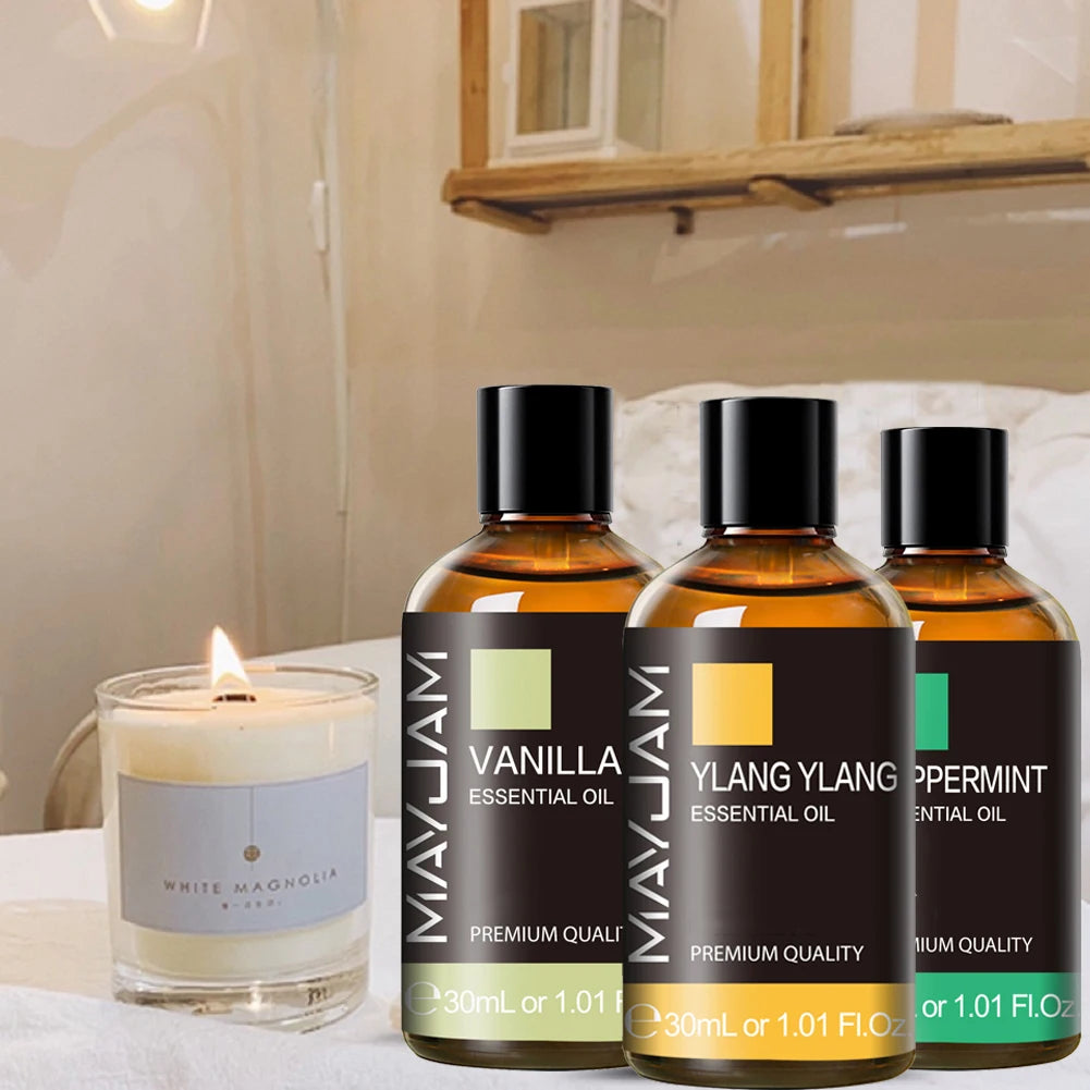 MAYJAM 30ML Aromatherapy Essential Oil – Lavender, Vanilla, Jasmine, Eucalyptus, or Peppermint