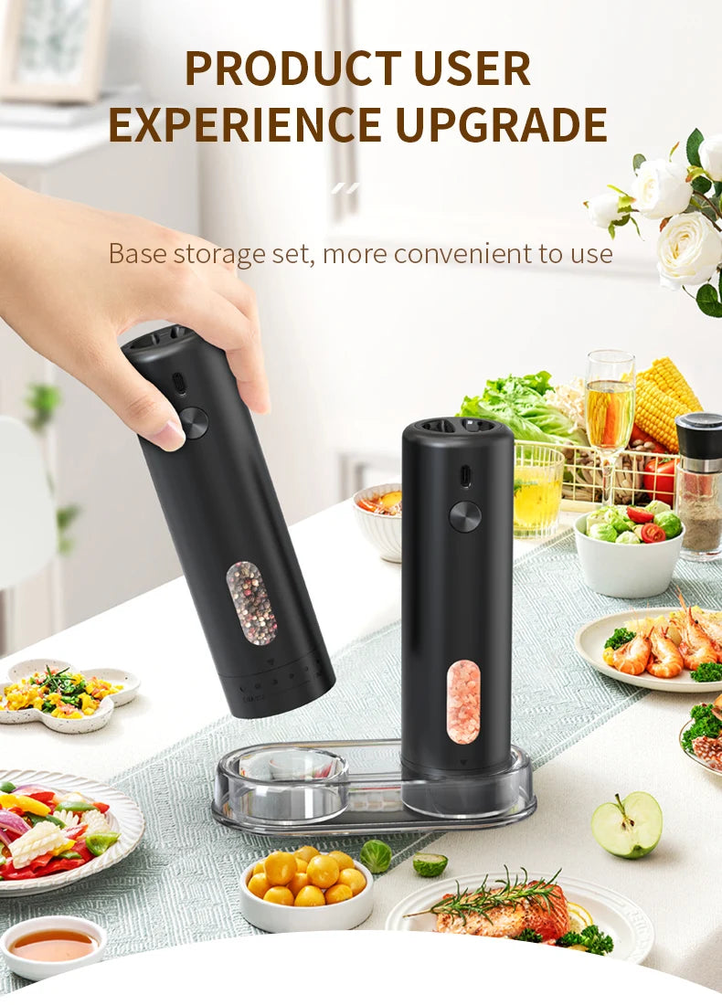 Rechargeable Electric Salt & Pepper Grinder – Adjustable Coarseness, Large Capacity Mill
