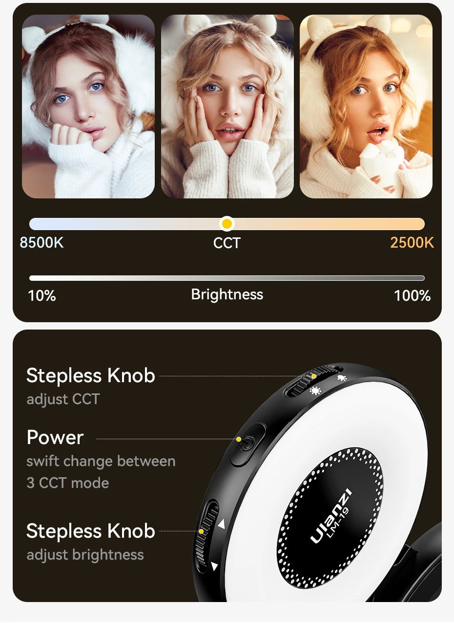 Ulanzi LM19 MagSafe Bi‑Color Flip Fill Light – CRI 95+, For Vlogs, Live Streaming & Mobile Photography