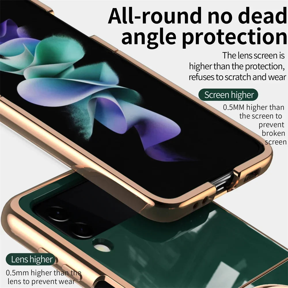 Luxury for Samsung Galaxy Z Flip 5 4 3 Flip4 Flip6 flip5 Hard Cover Rose Gold