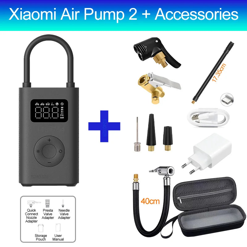 Xiaomi Mijia Portable Electric Air Pump 2 – Type-C Rechargeable Mini Tire Inflator (2000mAh, 5V)