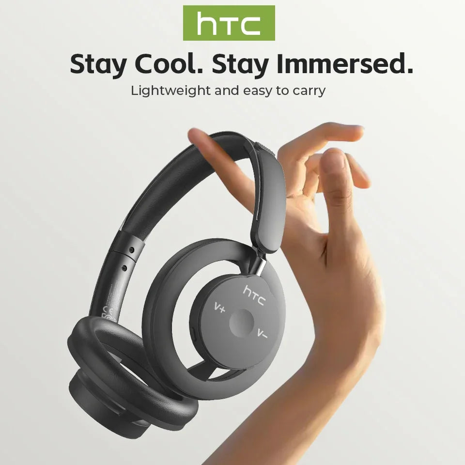 HTC HP06 Bluetooth V6.0 Foldable Wireless Headphones – Punchy Bass, Open Ear‑Airy Design