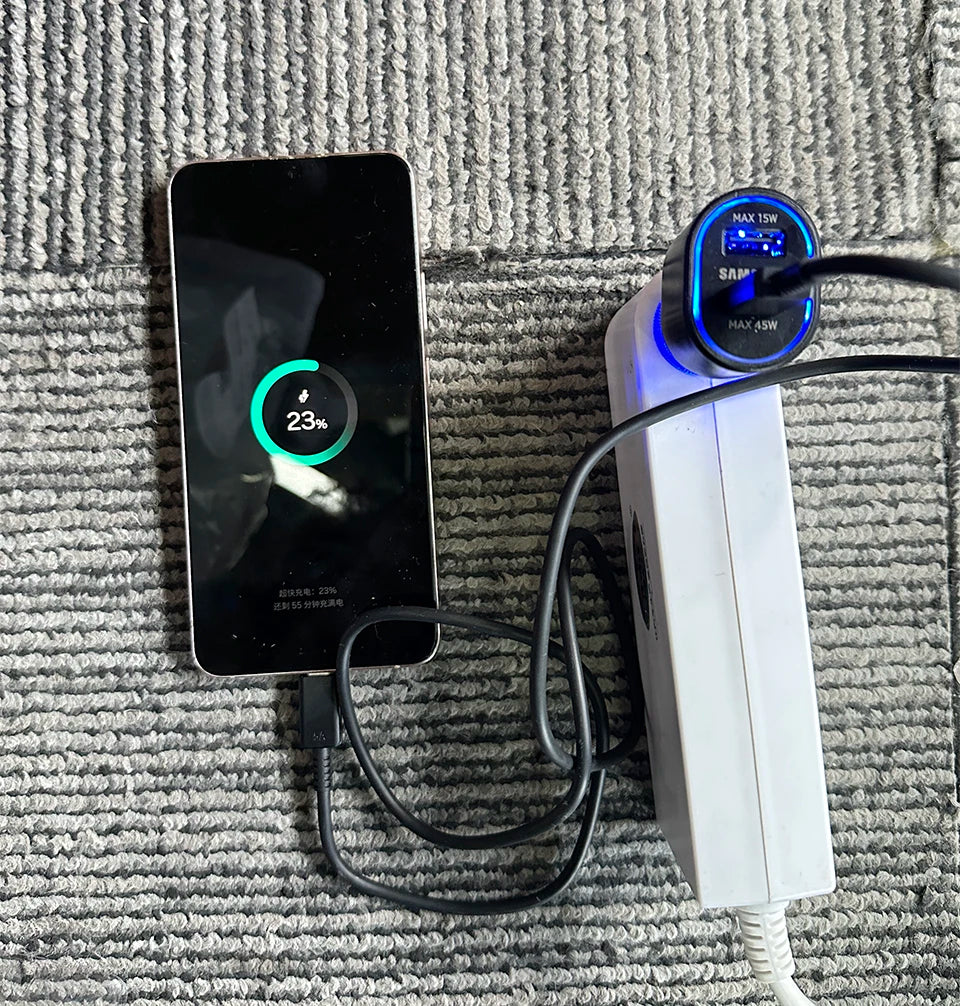 Samsung 45W USB-C Car Charger – Fast Charging for Galaxy M33, M53, Z Fold 7, iPhone 17