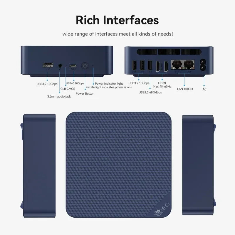 Beelink EQ14 Mini PC – Intel Twin Lake N150, 16GB DDR4, 500GB SSD, Dual LAN, WiFi 6, Windows 11 Pro