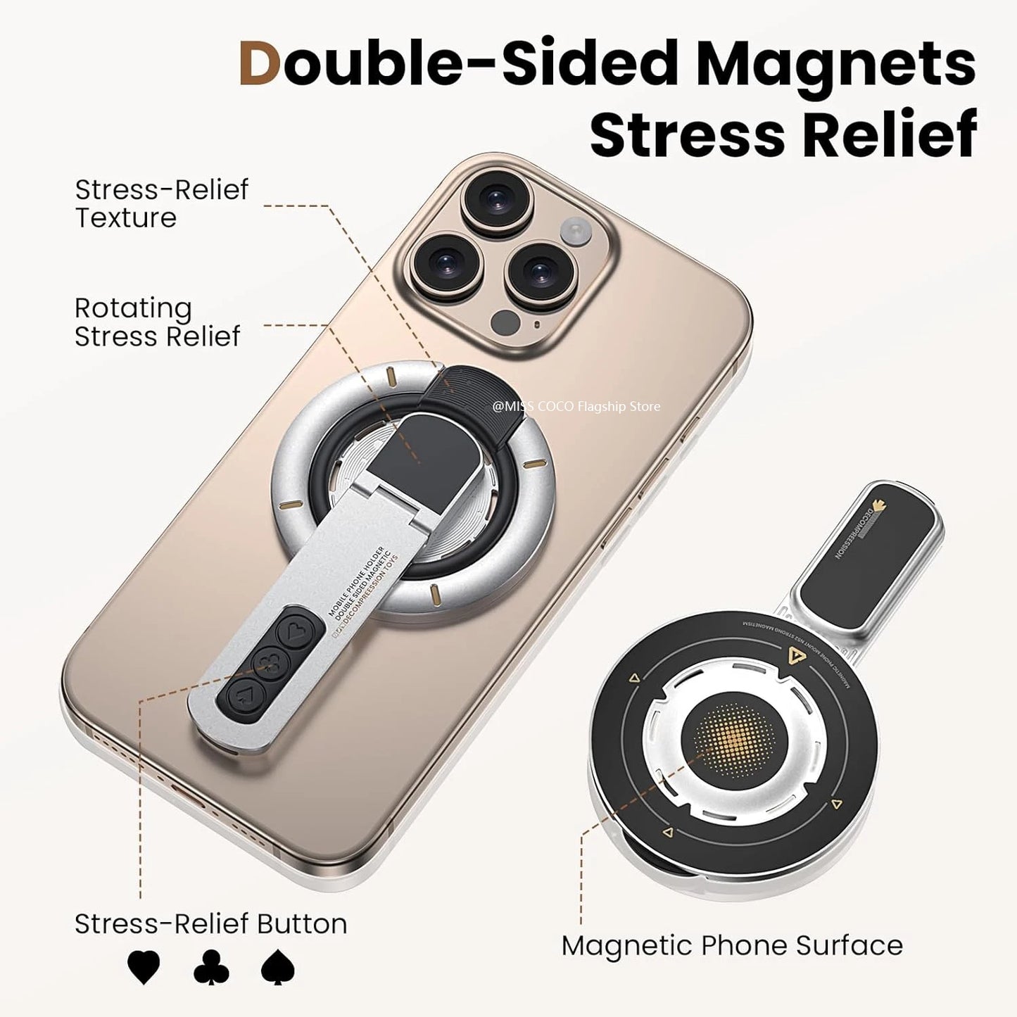 MagSafe 3‑in‑1 Magnetic Ring Phone Grip & Stand for iPhone 12‑17