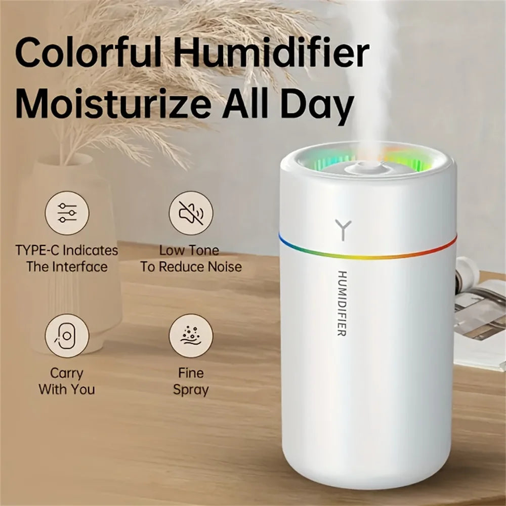 1pc Car Aromatherapy Humidifier – Silent Ultrasonic Air Diffuser with Colorful LED for Home, Office, or Vehicle