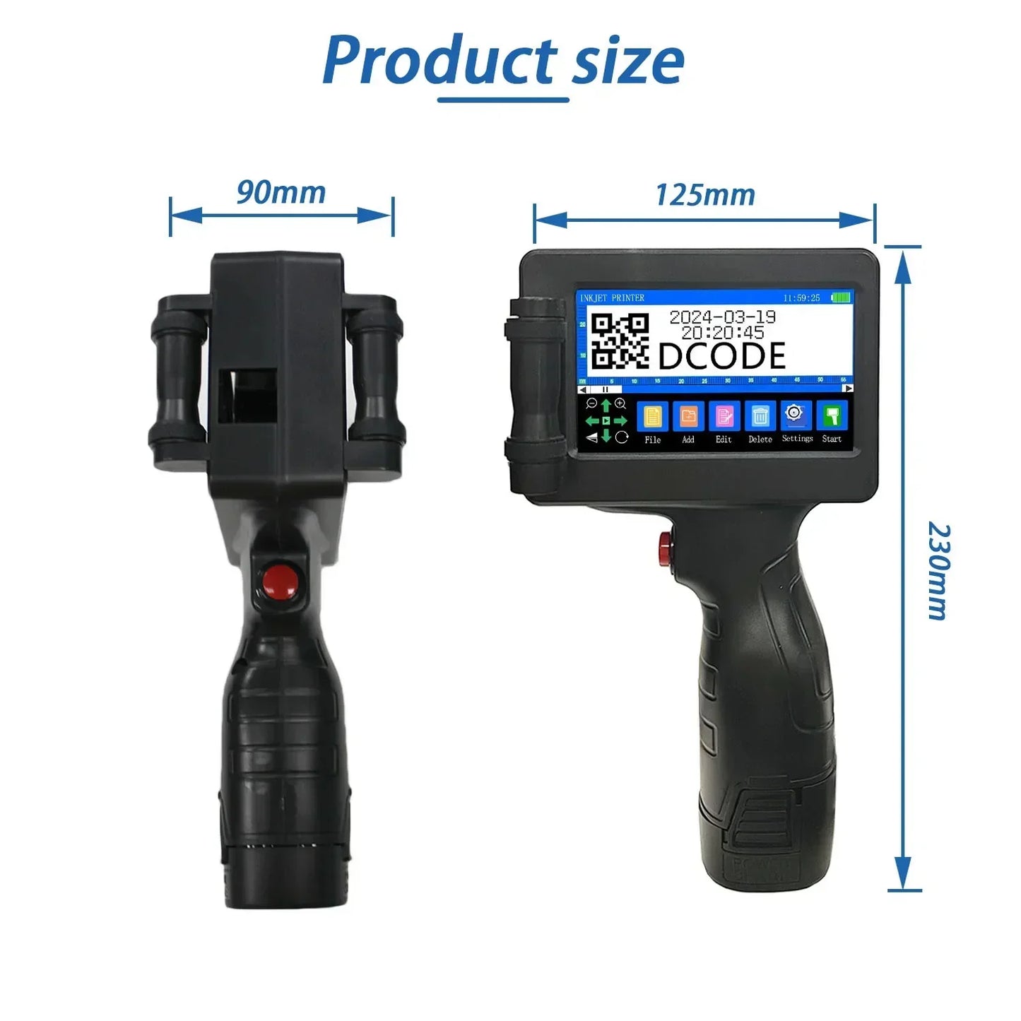 DCODE 1755PLUS 12.7 mm Portable Handheld Inkjet Printer – QR, Barcode, Logo & Batch Coding