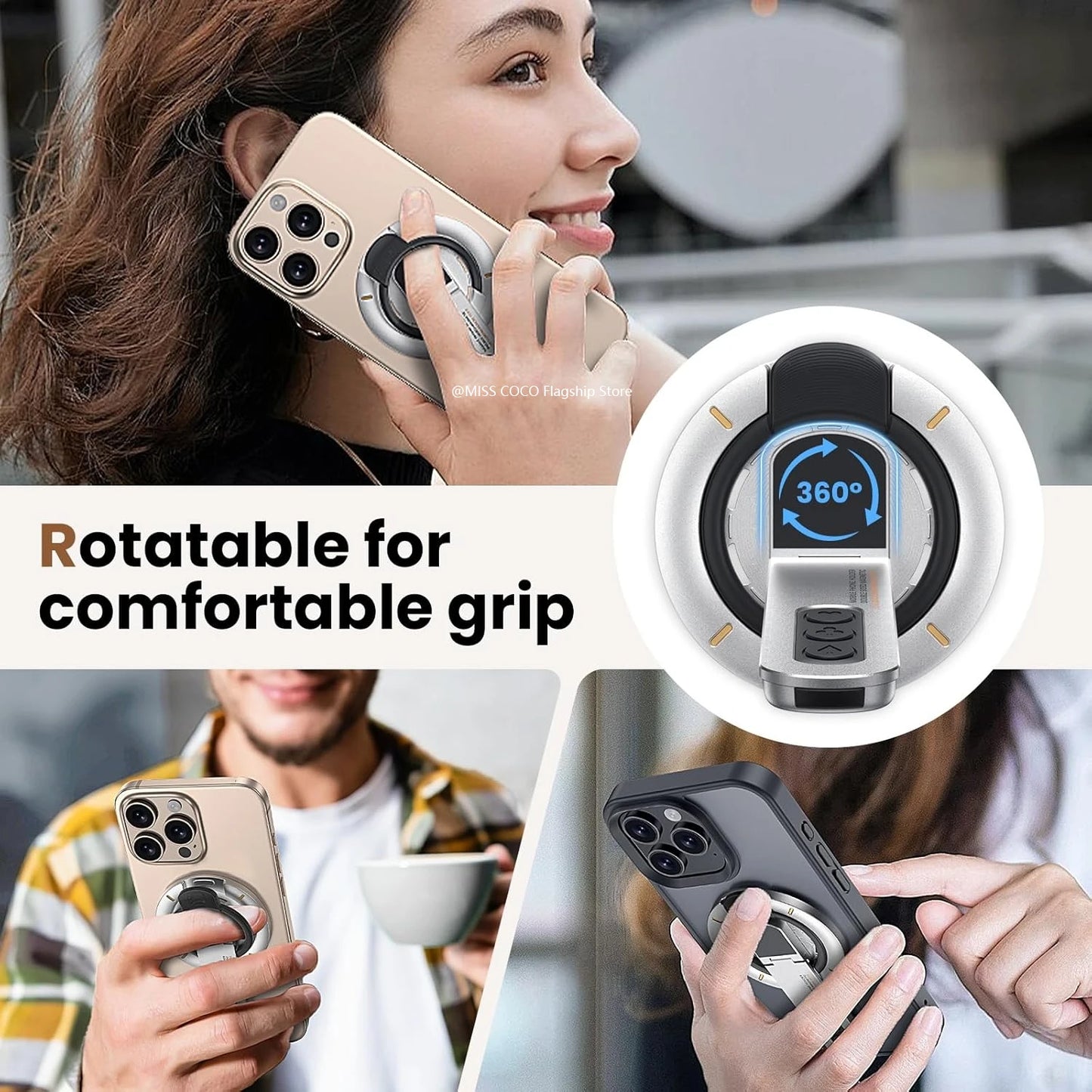 MagSafe 3‑in‑1 Magnetic Ring Phone Grip & Stand for iPhone 12‑17