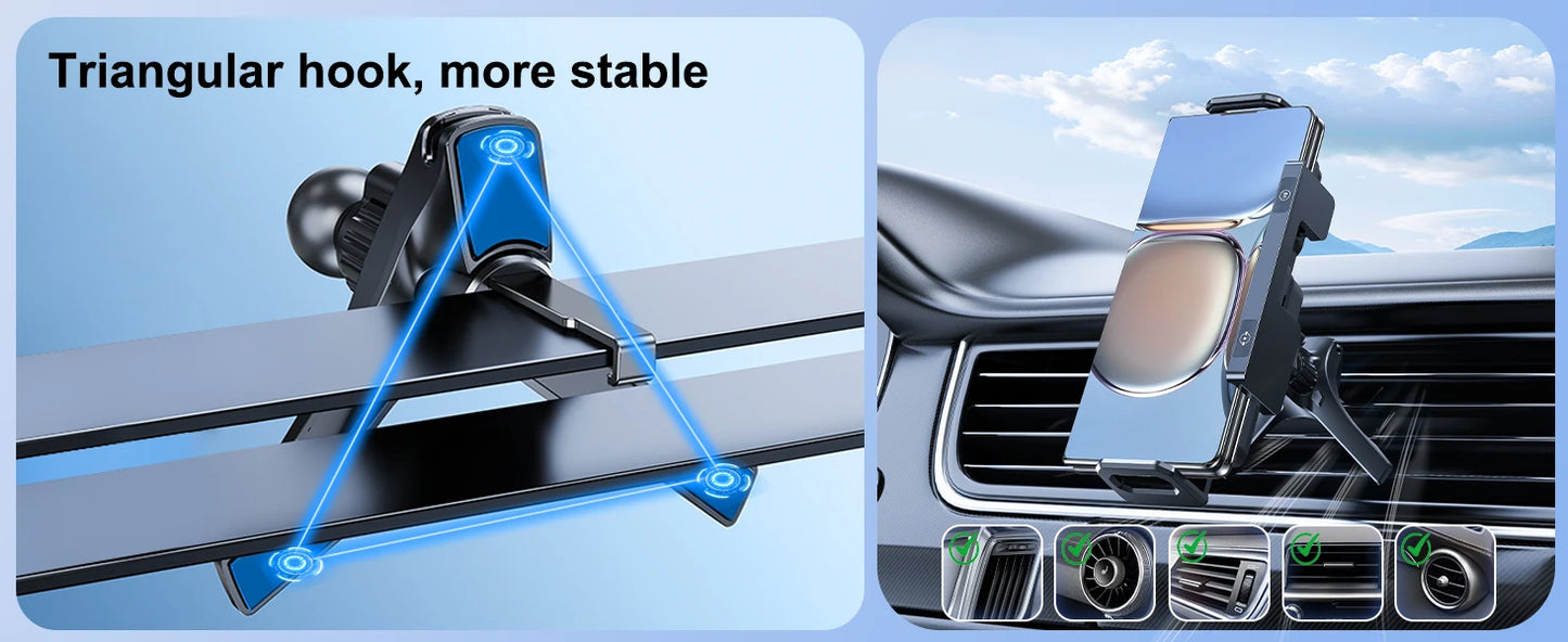 15W Wireless Car Charger Mount – Foldable Screen Phone Stand for Samsung Fold 7/6 & iPhone 17/16