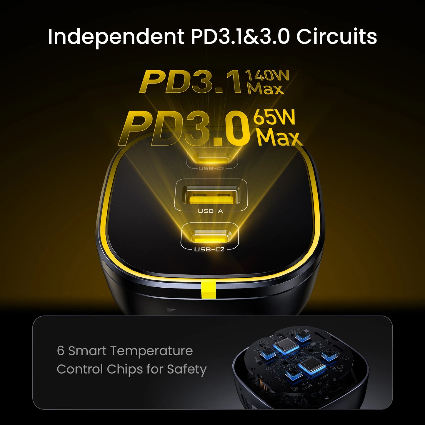 AOHI SUPERAUTO 165W PD Car Charger – Triple USB-C & USB-A Ports, Fast Charging for iPhone 16, Galaxy S23 Ultra, MacBook