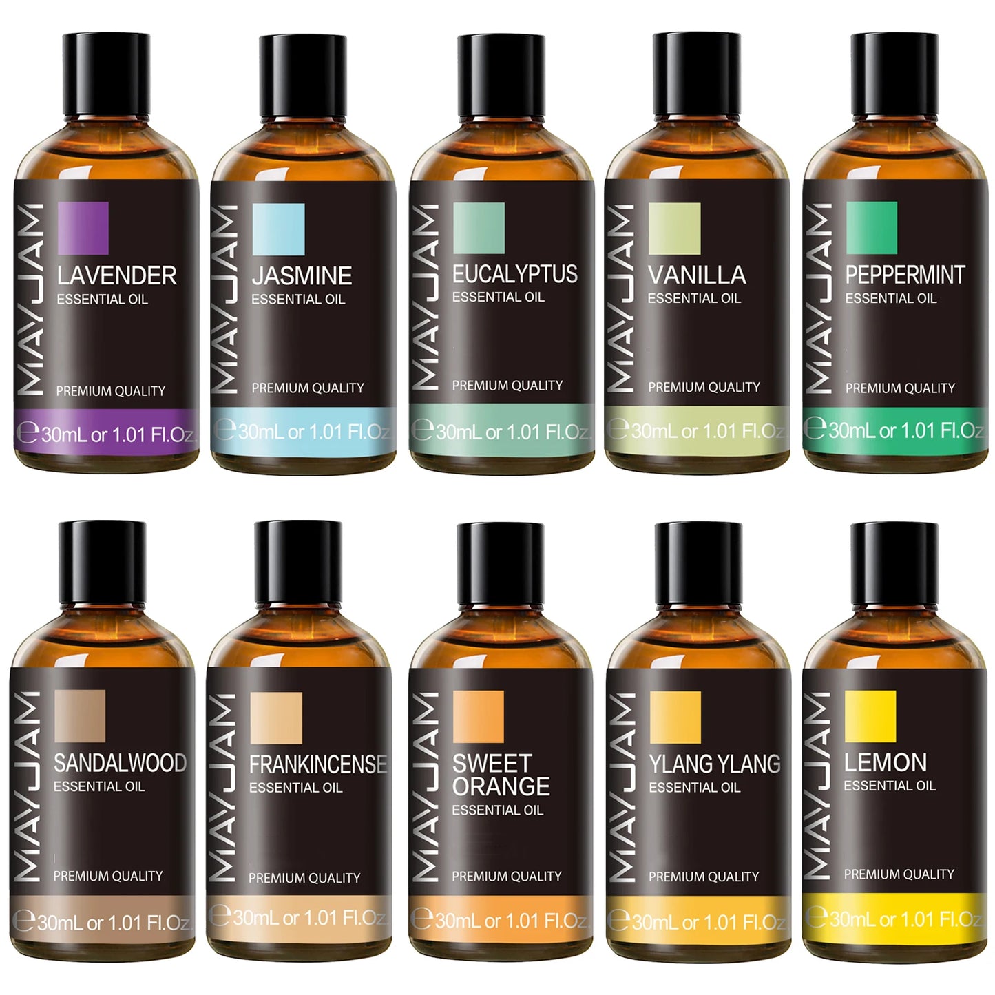 MAYJAM 30ML Aromatherapy Essential Oil – Lavender, Vanilla, Jasmine, Eucalyptus, or Peppermint