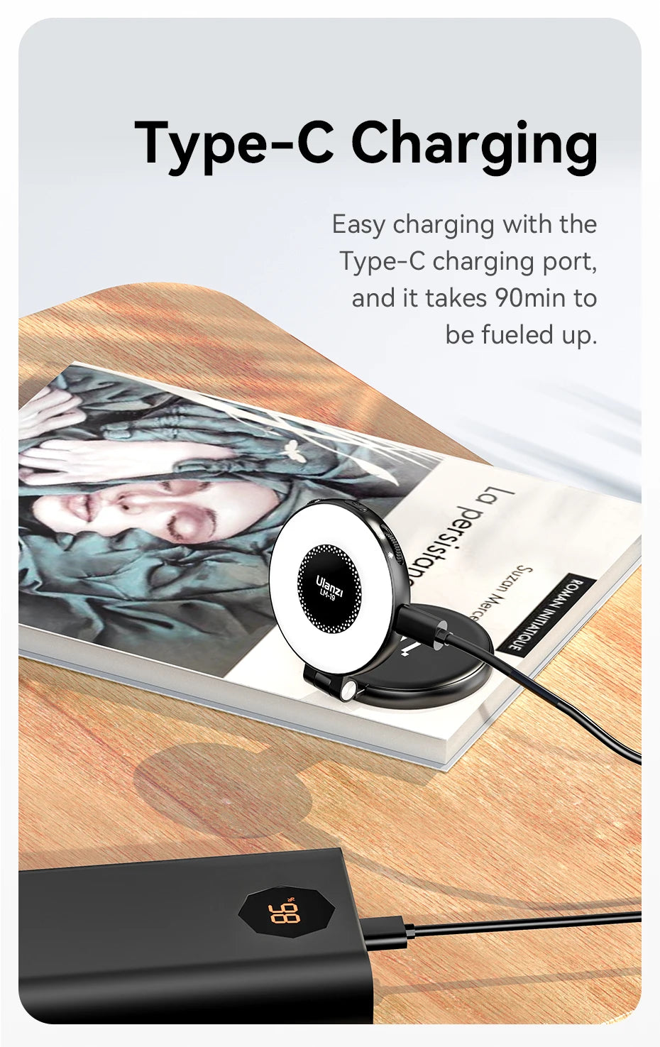 Ulanzi LM19 MagSafe Bi‑Color Flip Fill Light – CRI 95+, For Vlogs, Live Streaming & Mobile Photography